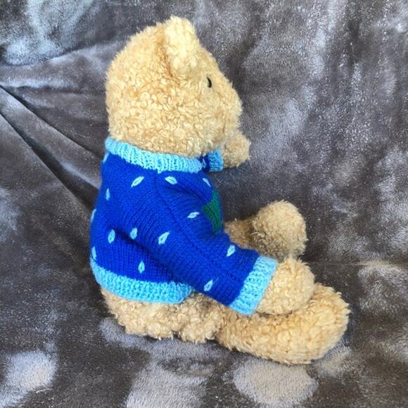 Vintage Ty Classic Bear Plush 1990 Curly Tan Blue Sweater w/ Umbrella Stuffed - Picture 6 of 14